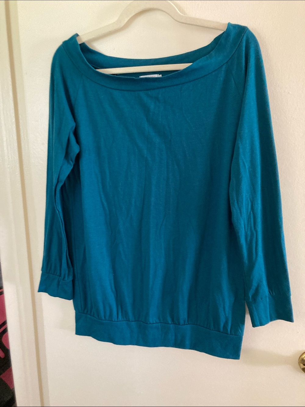 Women's Teal Long-Sleeve Boatneck Top